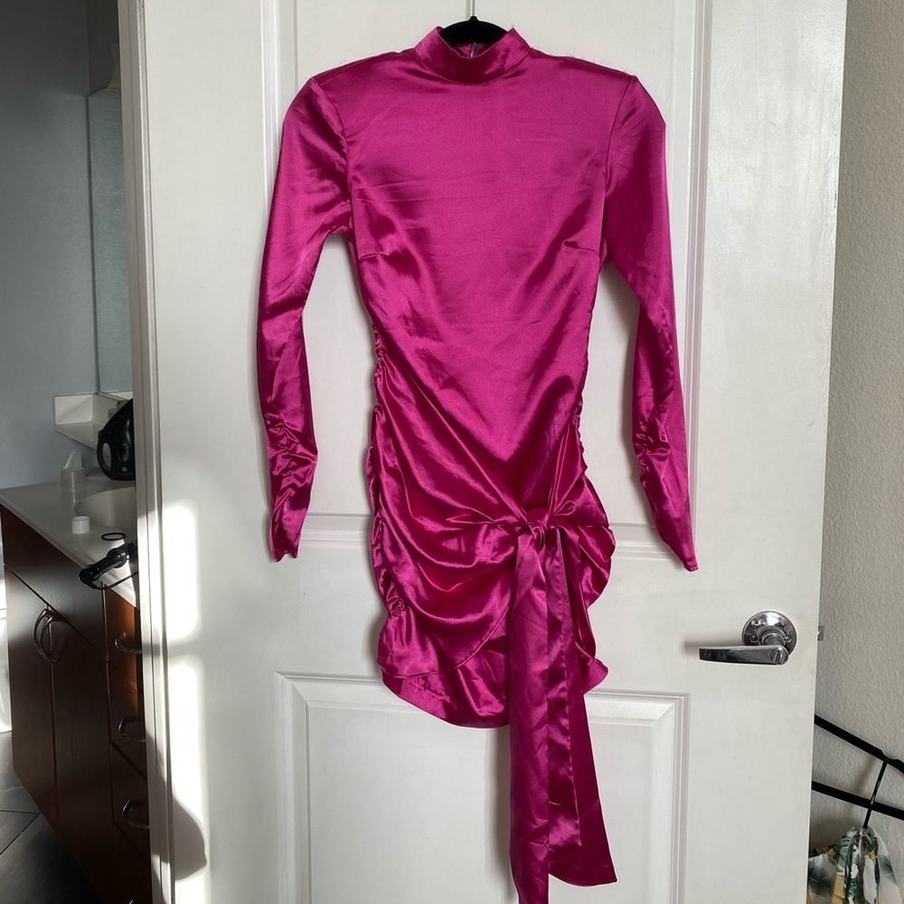 Hot pink long sleeve dress